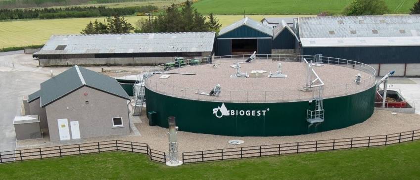 Un biométhaniseur PowerRing développé par Biogest à Aberdeen, au Royaume-Uni. © DR