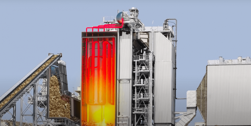 Visuel détaillant le fonctionnement d'une centrale biomasse par EDF. © EDF
