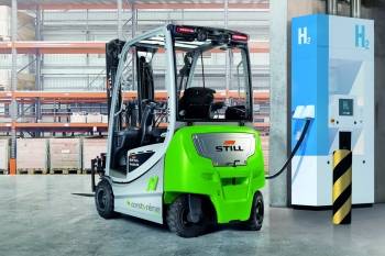 Illustration d'un chariot élévateur à pile à combustion hydrogène produit par le constructeur STILL et exploité par le groupe Corstyrène ©STILL